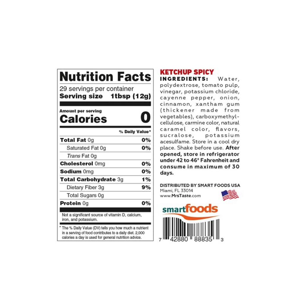 Mrs Taste Ketchup Spicy Zero Calories 12 oz