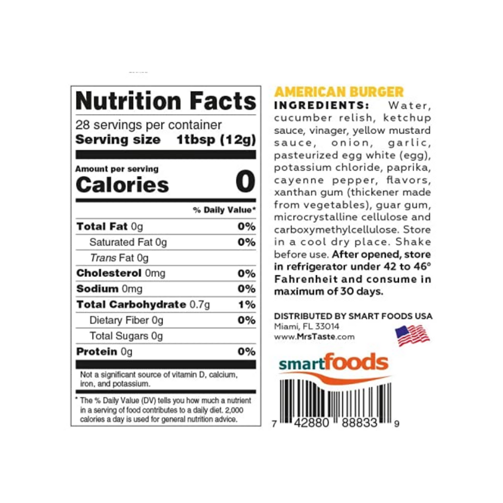 Mrs Taste American Burger Zero Calories 11 oz
