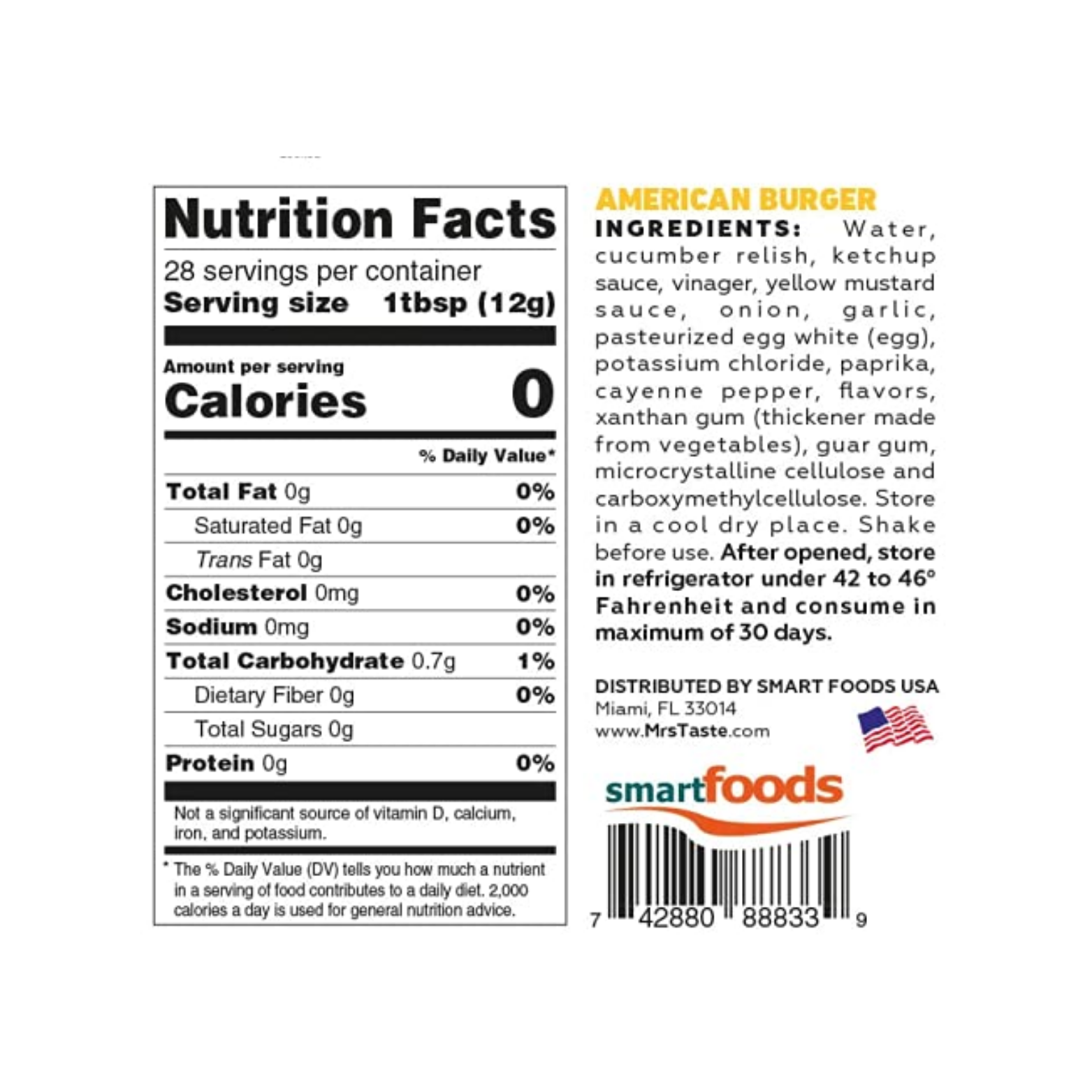 Mrs Taste American Burger Zero Calories 11 oz