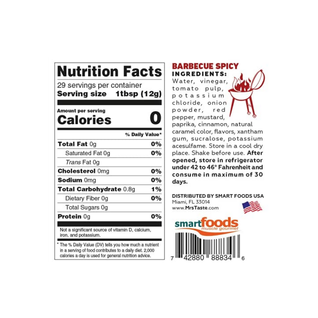 Mrs Taste Barbecue Spicy Zero Calories 12 oz
