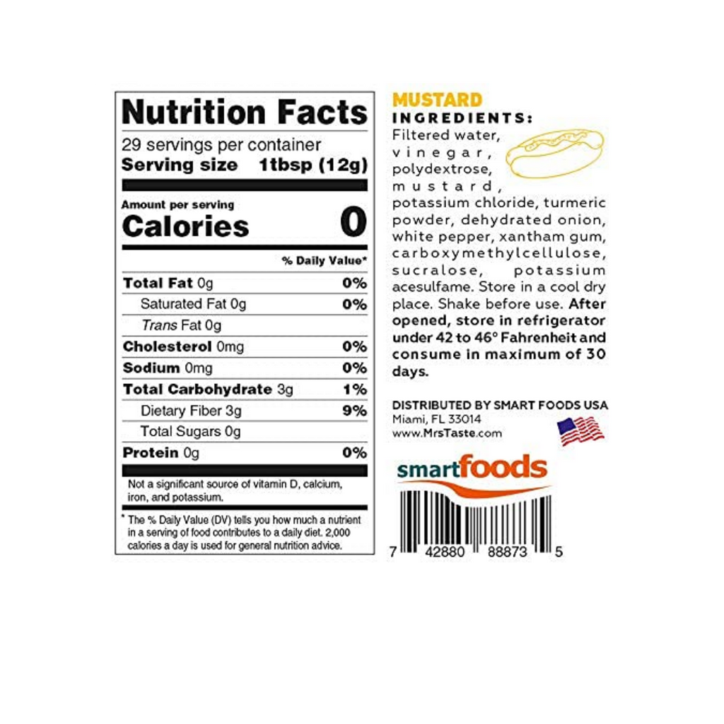 Mrs Taste Mustard Zero Calories 12 oz