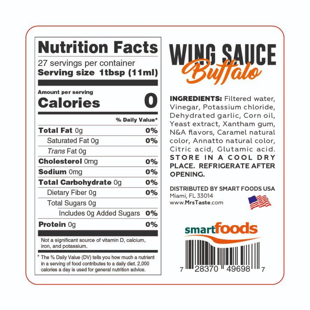 Mrs Taste Wing Sauce Buffalo Sugar Free 10 oz