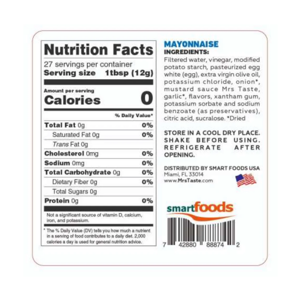 Mrs Taste Mayonnaise with Garlic Zero Calories 11 oz