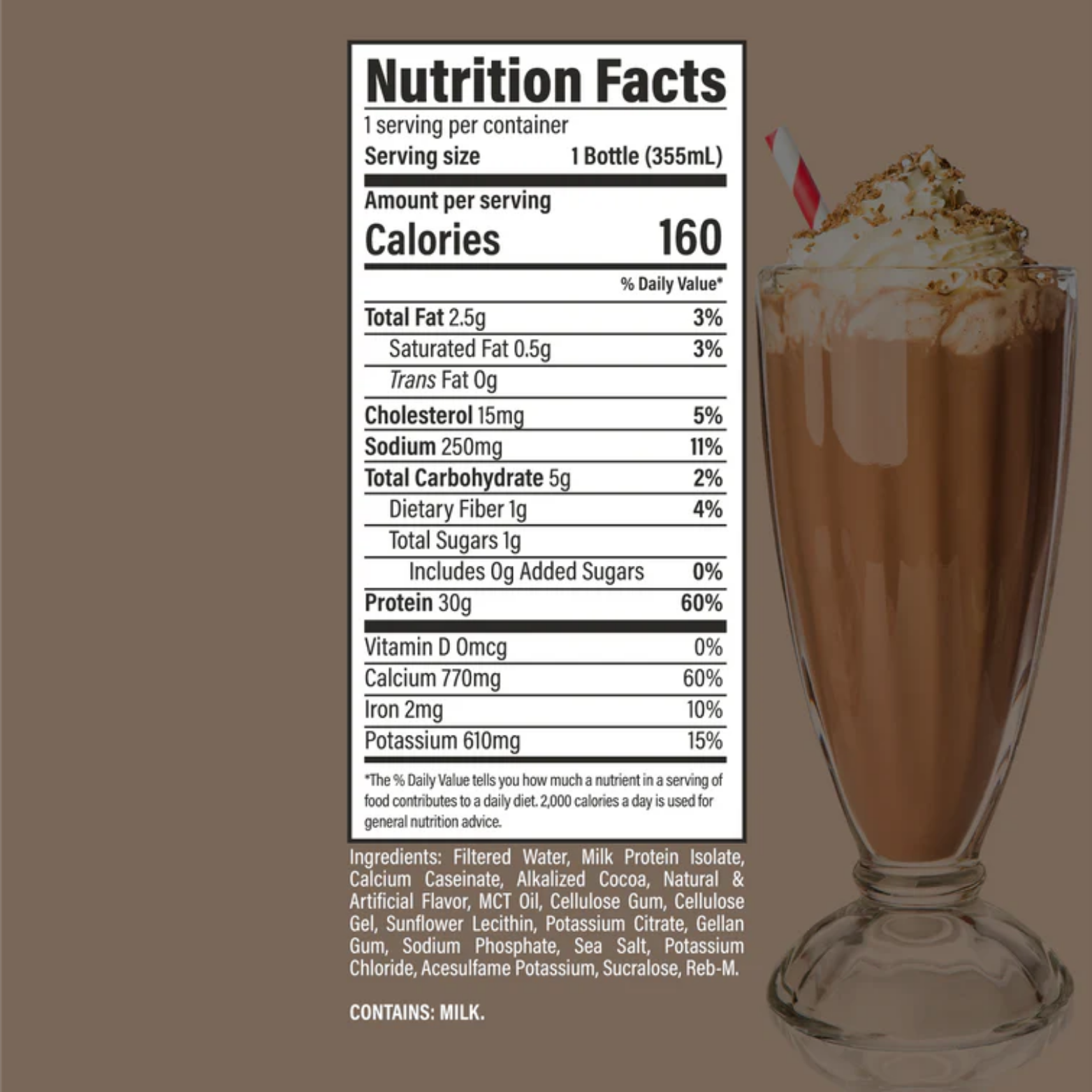 Protein Shake Raw Chocolate Milkshake 12 oz
