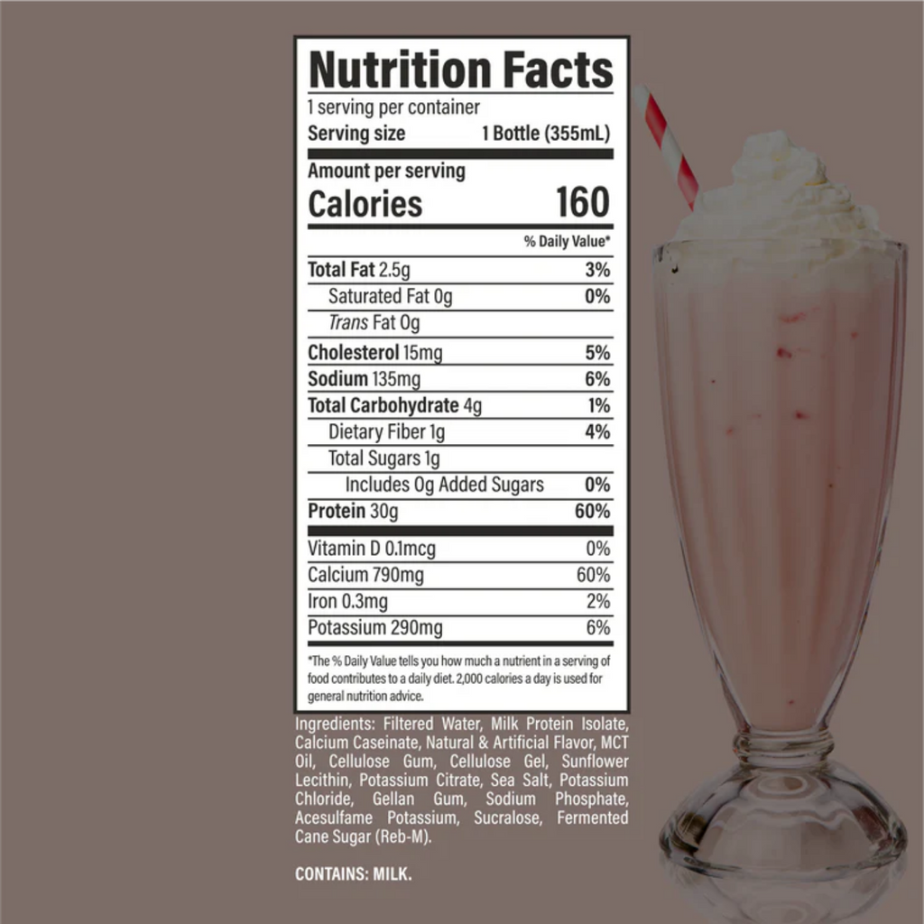 Protein Shake Raw Strawberry Milkshake 12 oz