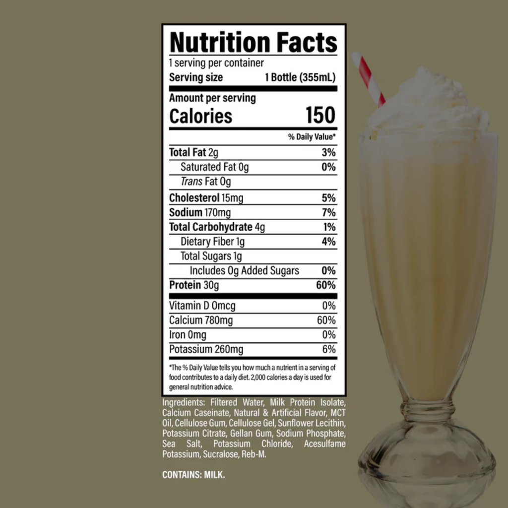 Protein Shake Raw Vanilla Milkshake 12 oz
