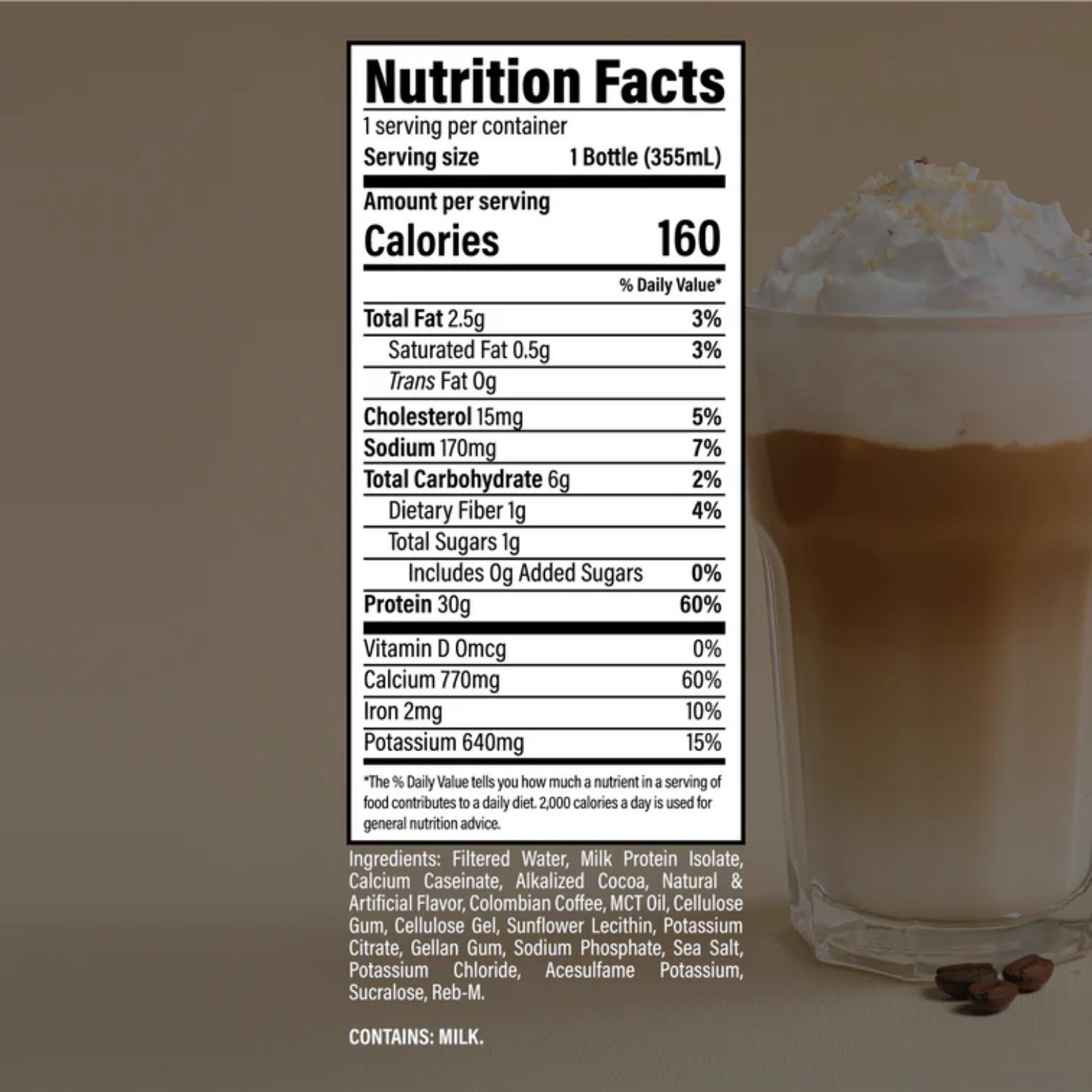 Protein Shake Raw Mocha Latte 12 oz