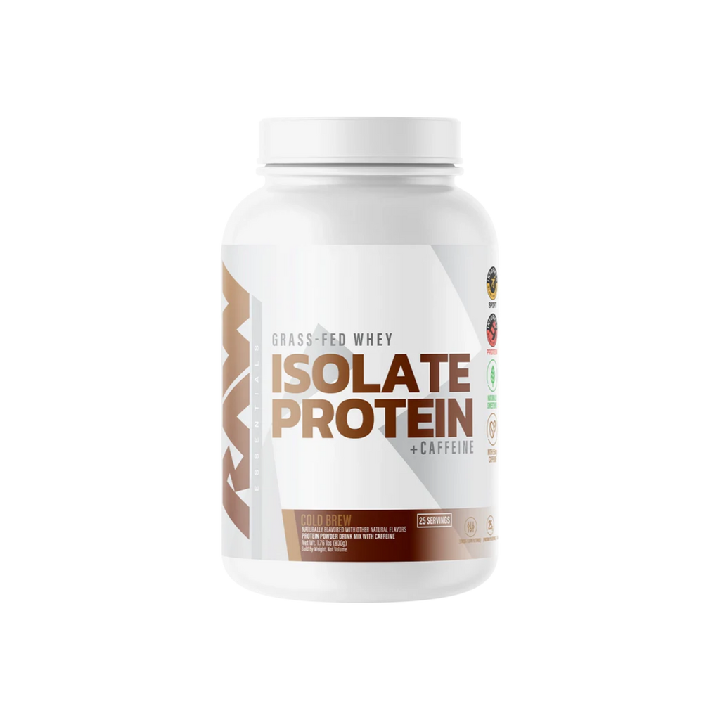 Proteína RAW Grass Fed Whey Isolate +Caffeine Cold Brew, 25 Porciones