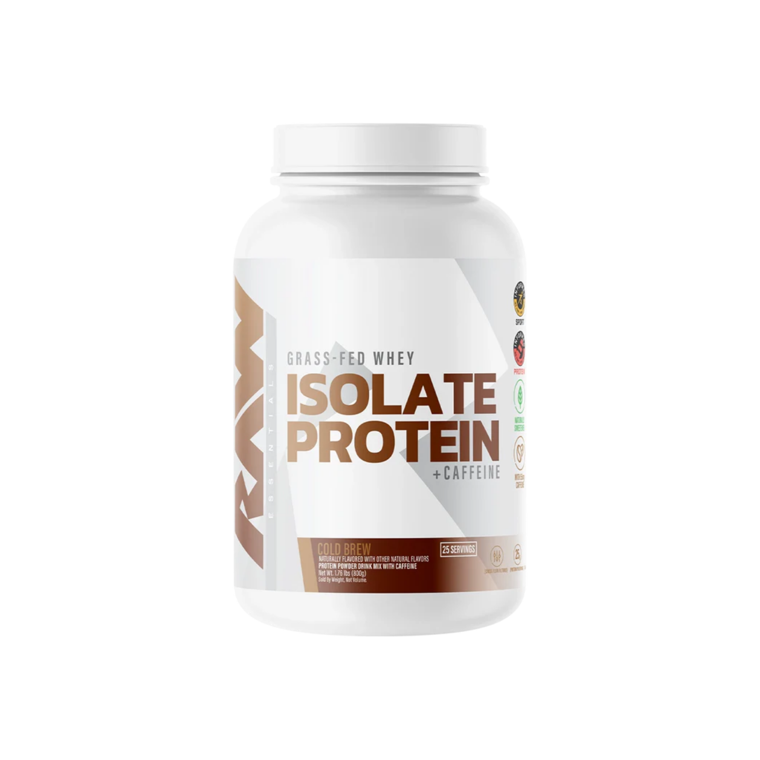 Proteína RAW Grass Fed Whey Isolate +Caffeine Cold Brew, 25 Porciones