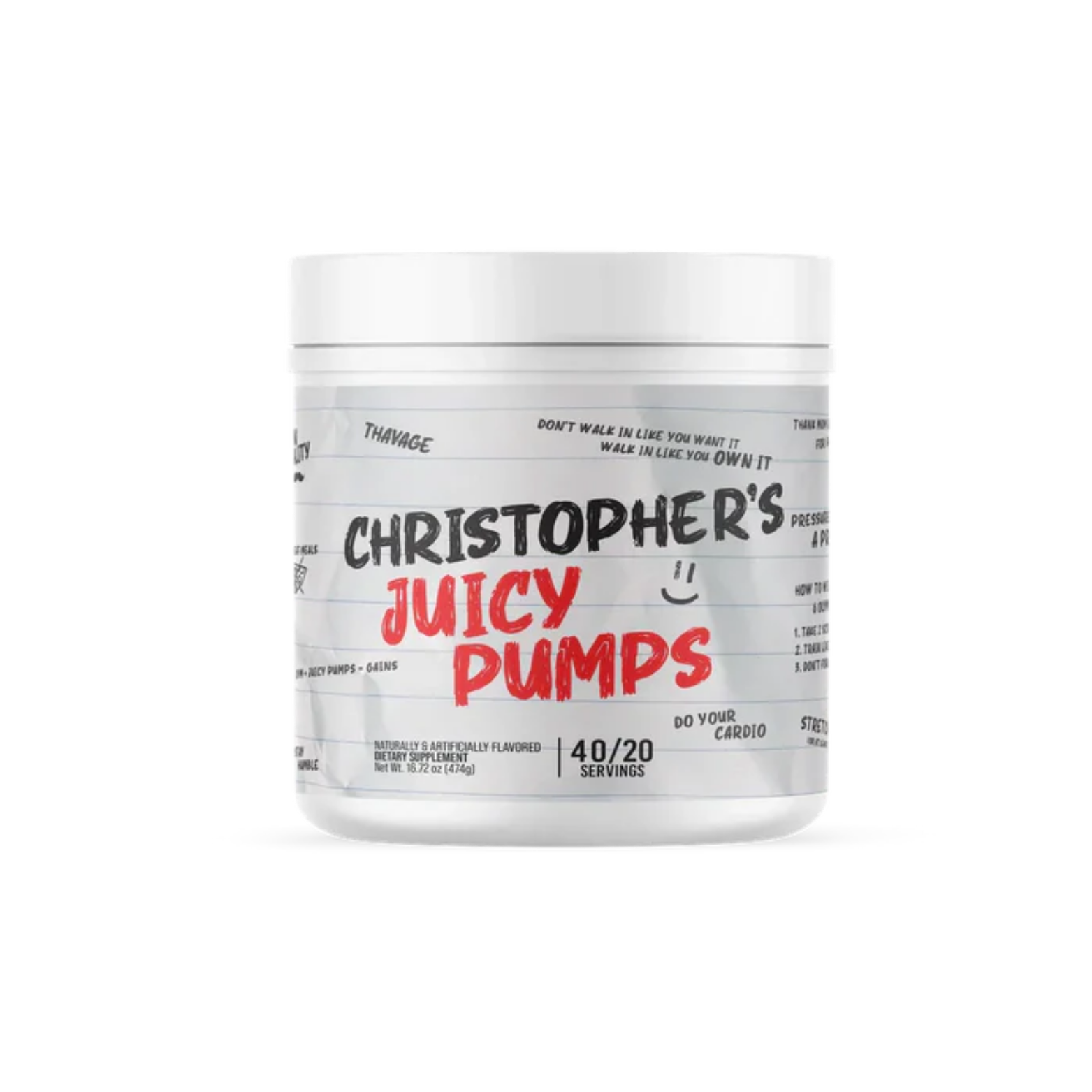 Pre-entreno BUM X RAW Non-Stim Christopher Juicy Pumps, 40/20 Porciones