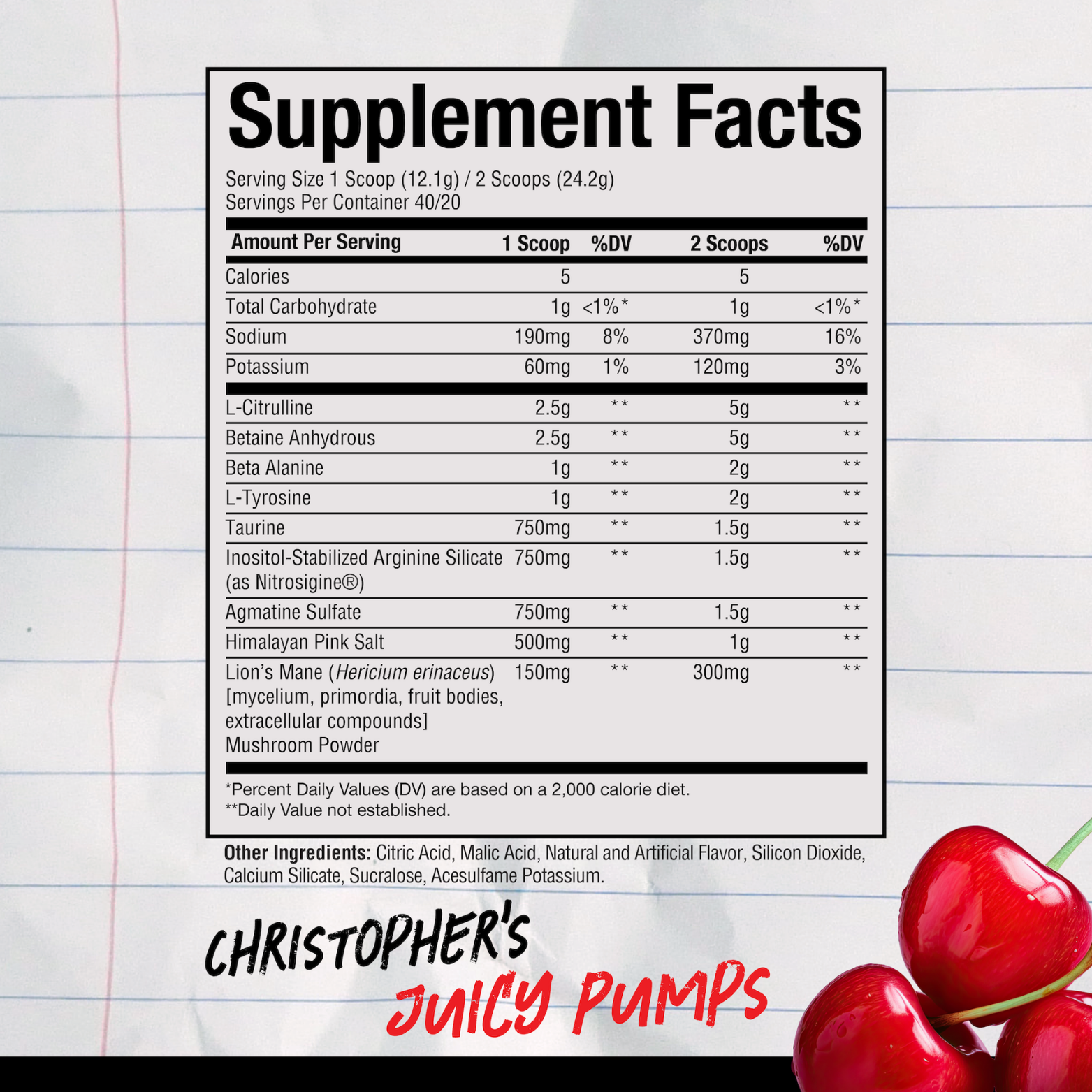 Pre-entreno BUM X RAW Non-Stim Christopher Juicy Pumps, 40/20 Porciones