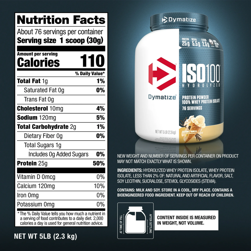 Proteína Dymatize Iso100 Gourmet Vainilla, 77 Porciones