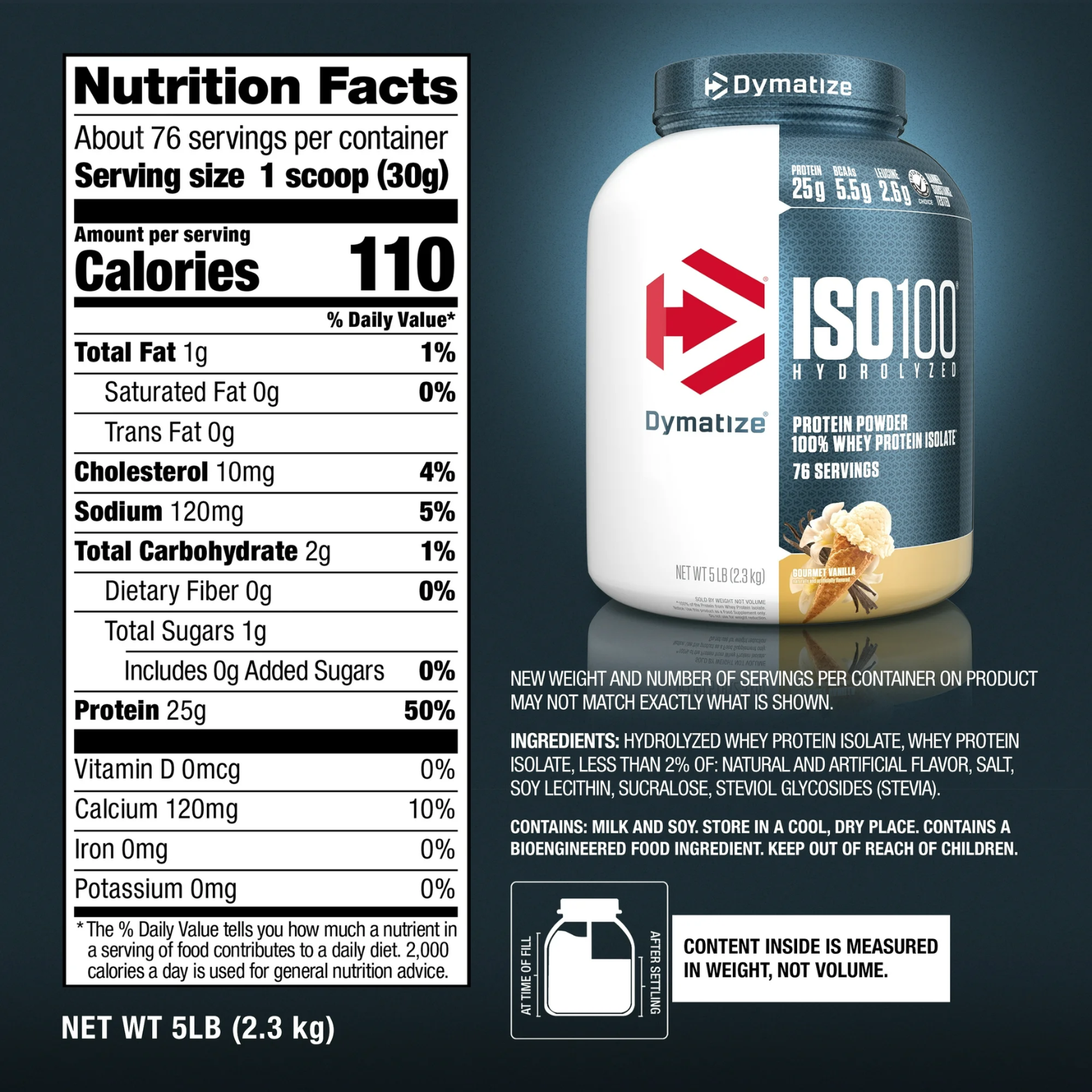Proteína Dymatize Iso100 Gourmet Vainilla, 77 Porciones