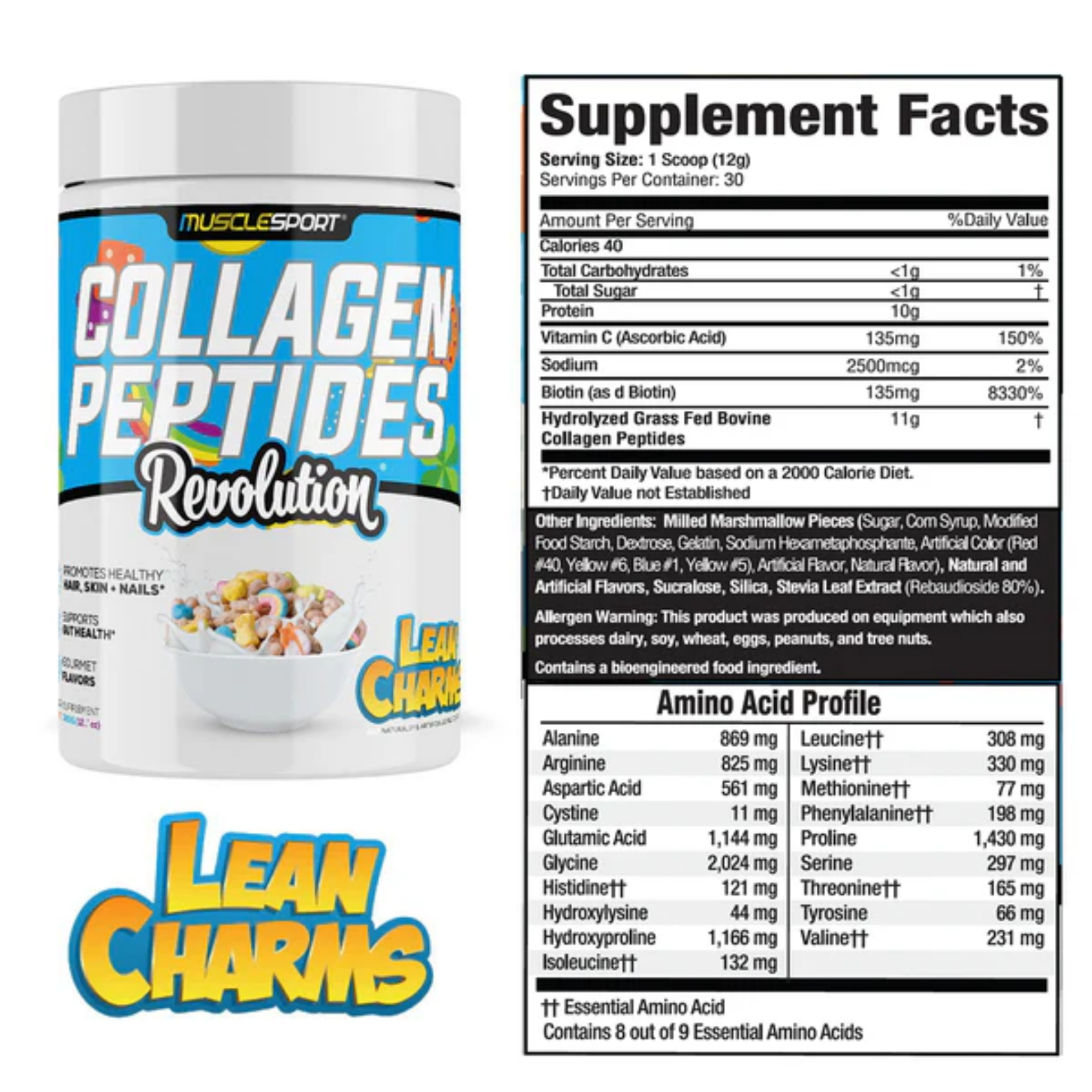Musclesport Colágeno en Polvo Lean Charms, 30 Porciones