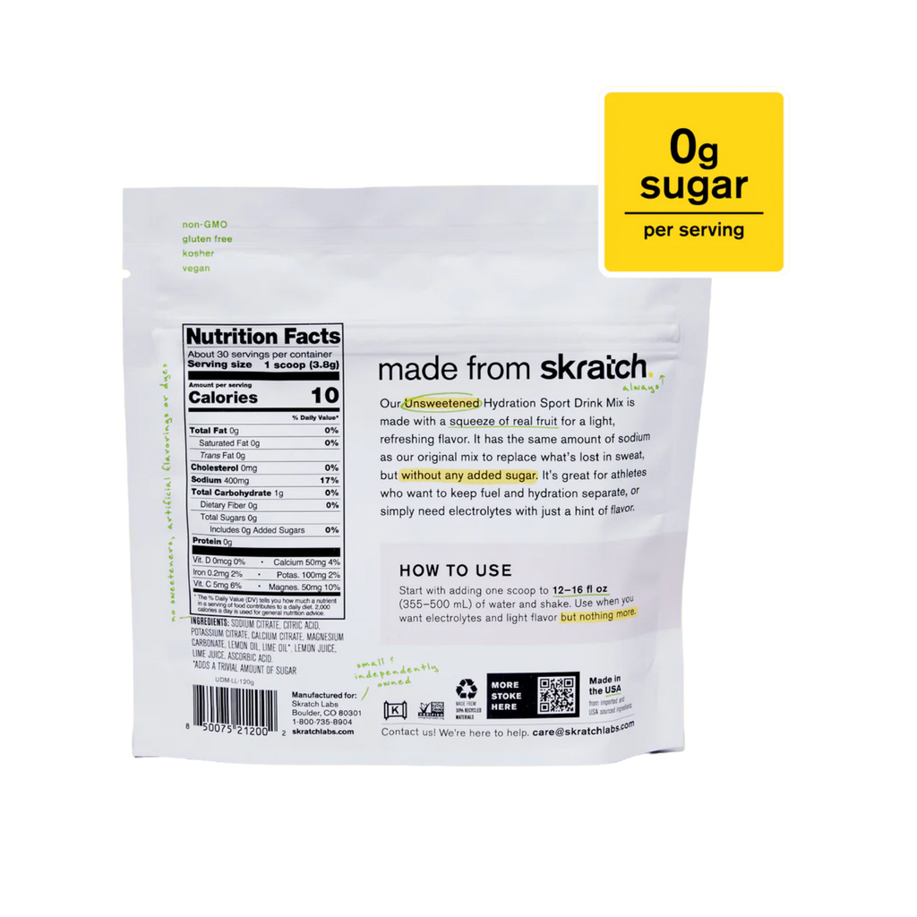 Unsweetened Hydration Sport Drink Mix Lemon + Lime, 30 Porciones