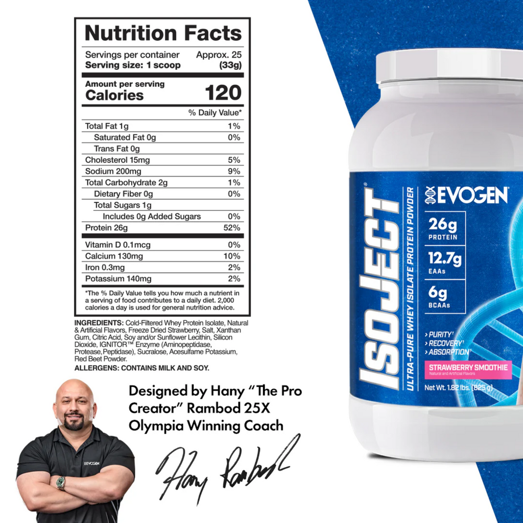 Proteína Evogen Isoject Strawberry Smoothie, 25 Porciones