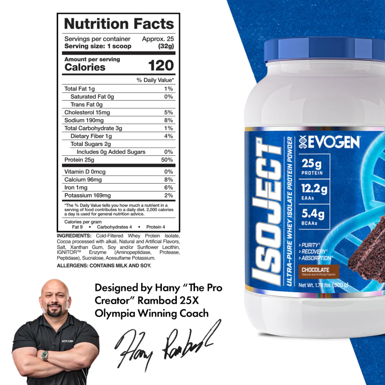 Proteína Evogen Isoject Chocolate, 25 Porciones