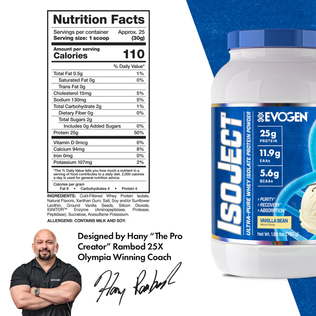 Proteína Evogen Isoject Vanilla Bean, 25 Porciones
