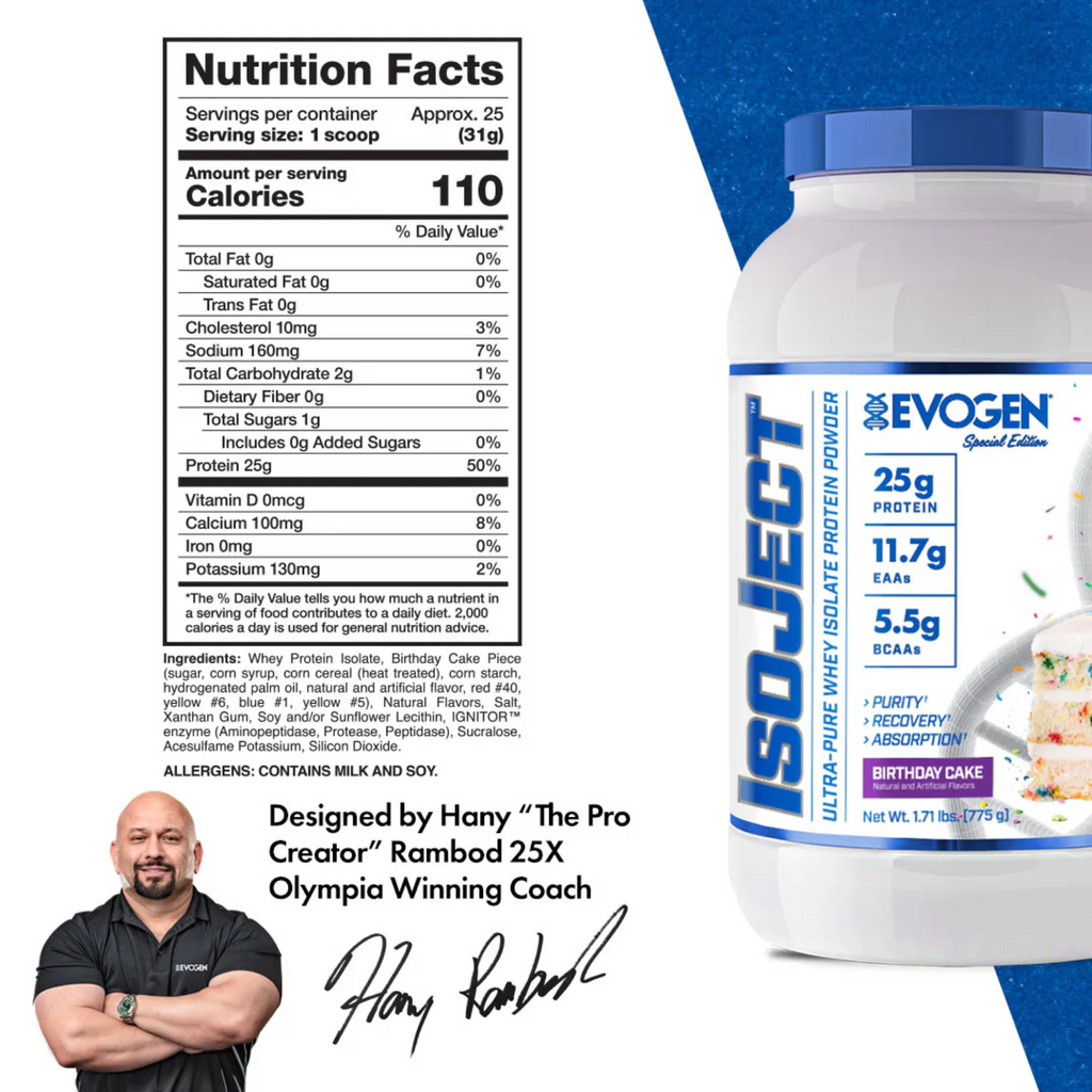 Proteína Evogen Isoject Birthday Cake, 25 Porciones