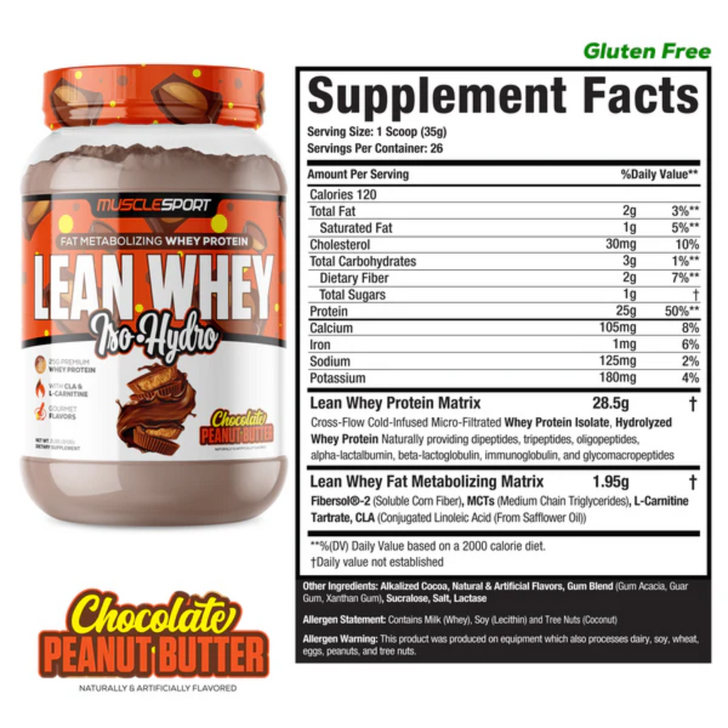 Proteína Musclesport Lean Whey Chocolate Peaanut Butter, 26 Porciones