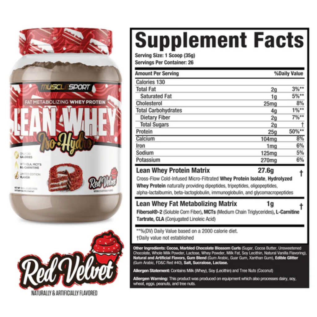 Proteína Musclesport Lean Whey Red Velvet, 26 Porciones