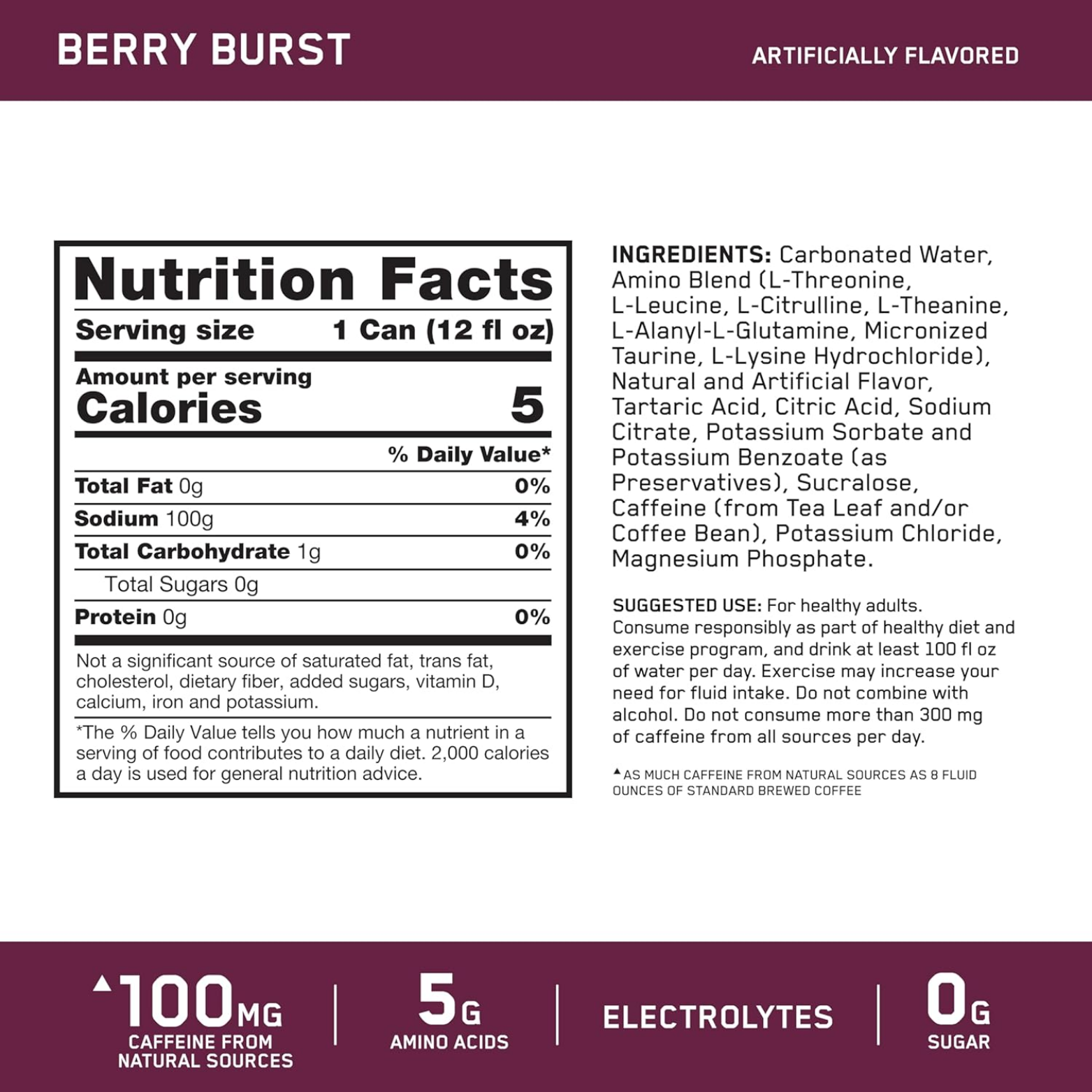 Optimum Nutrition Amino Energy Berry Burst Lata 12 oz