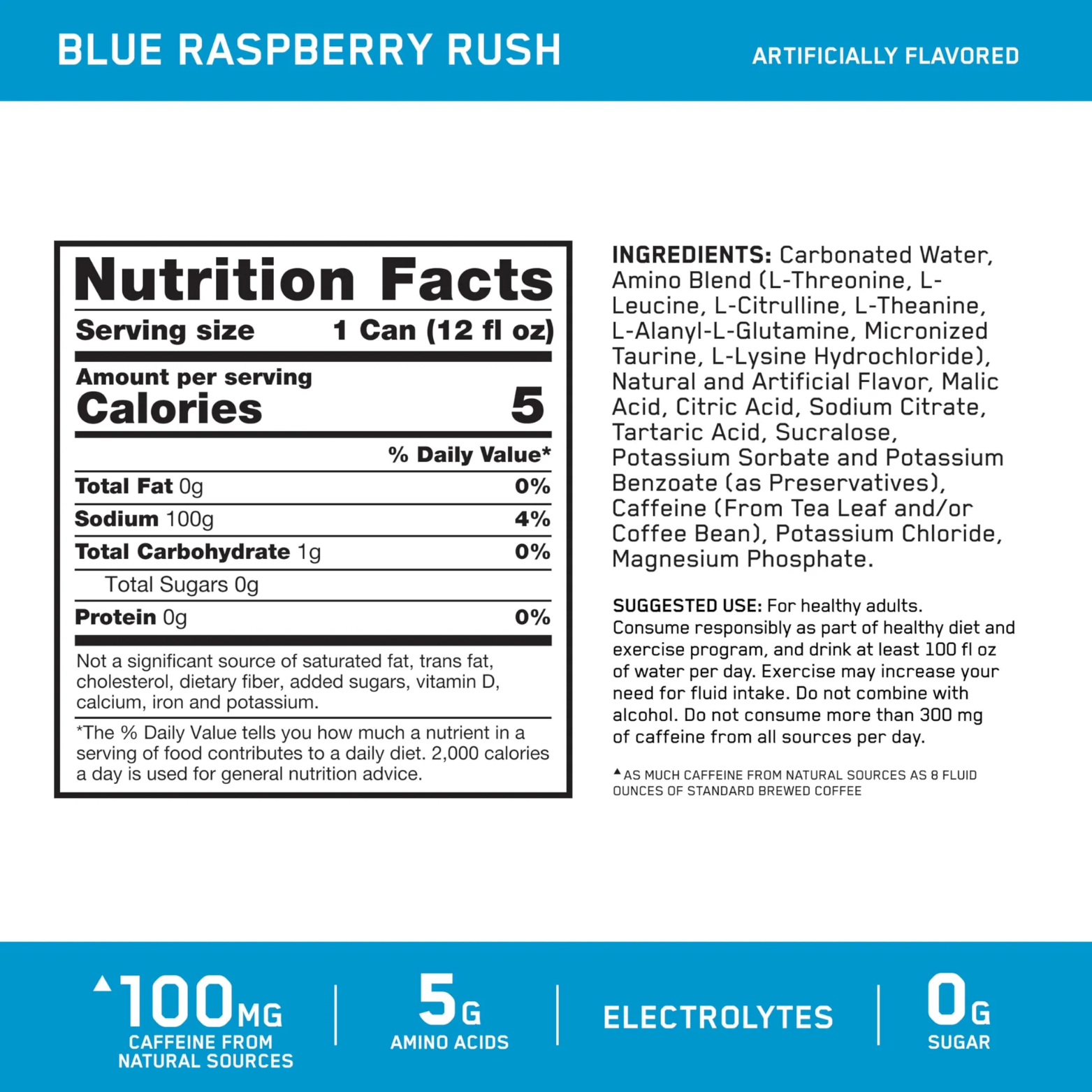 Optimum Nutrition Amino Energy Blue Raspberry Blush Lata 12 oz