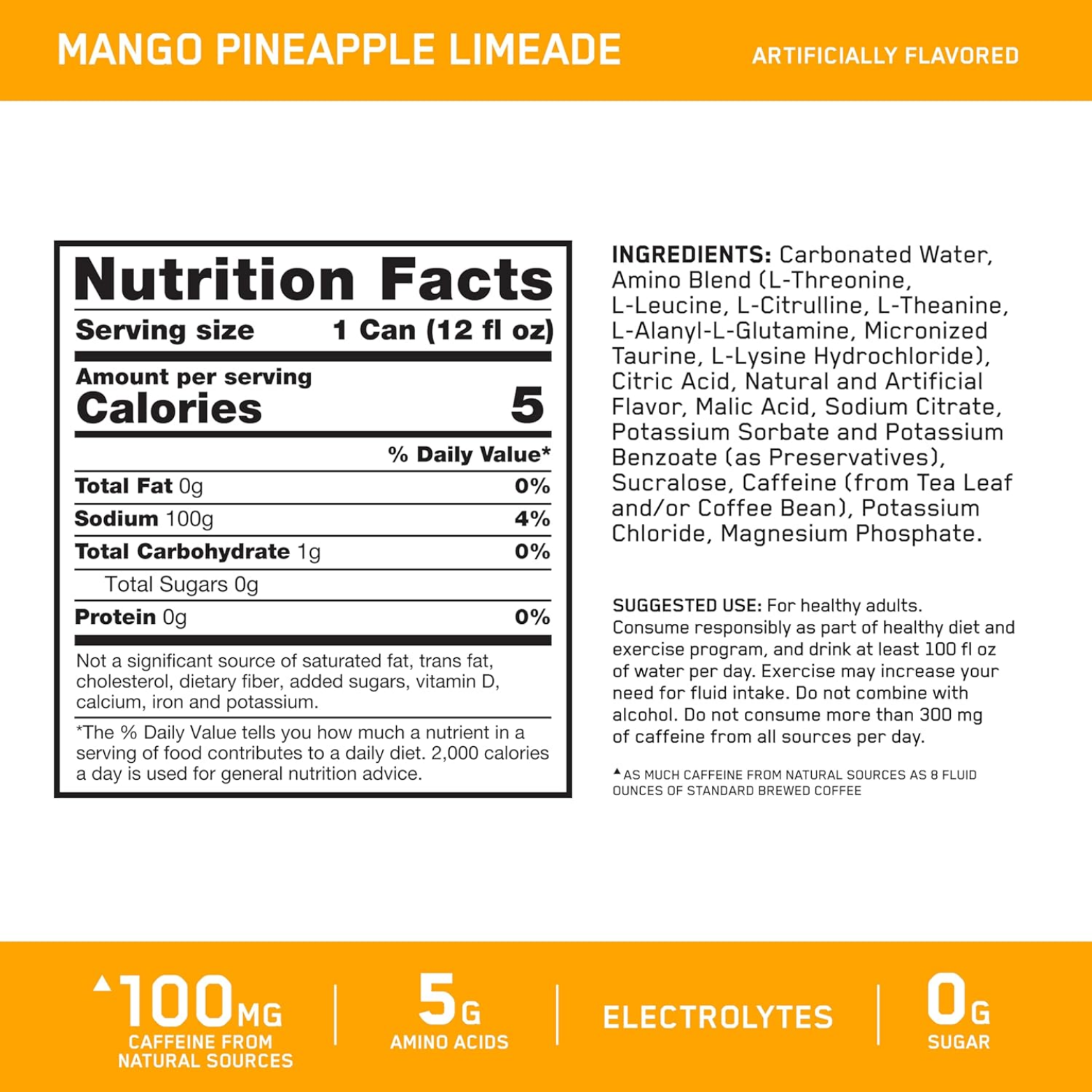 Optimum Nutrition Amino Energy Mango Pineapple Limeade Lata 12 oz