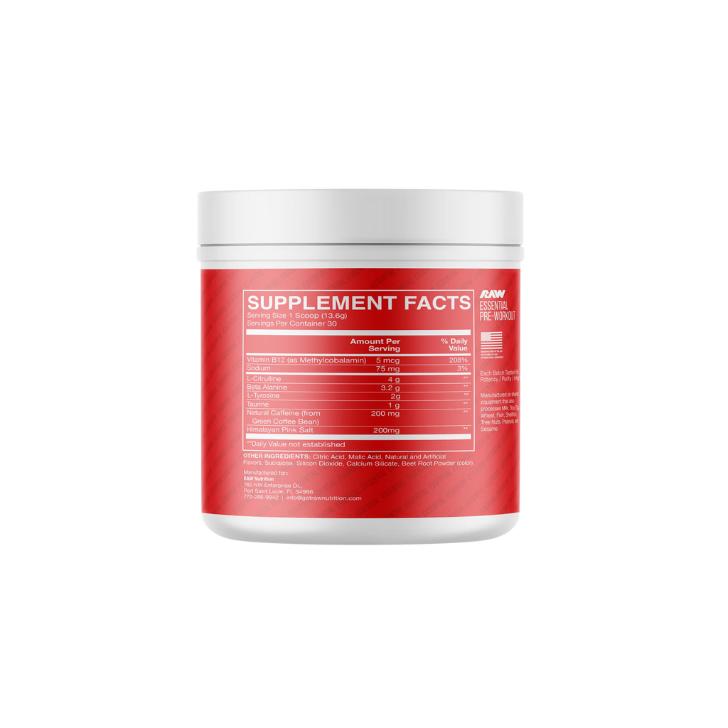Pre-entreno BUM X RAW Essential Fruit Burst, 30 Porciones