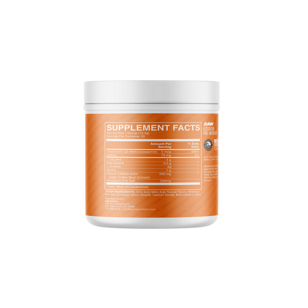 Pre-entreno BUM X RAW Essential Orange, 30 Porciones