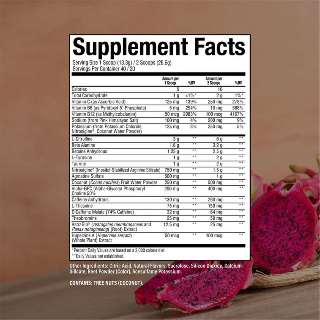Pre-entreno BUM X RAW Thavage Dragon Fruit, 40/20 Porciones