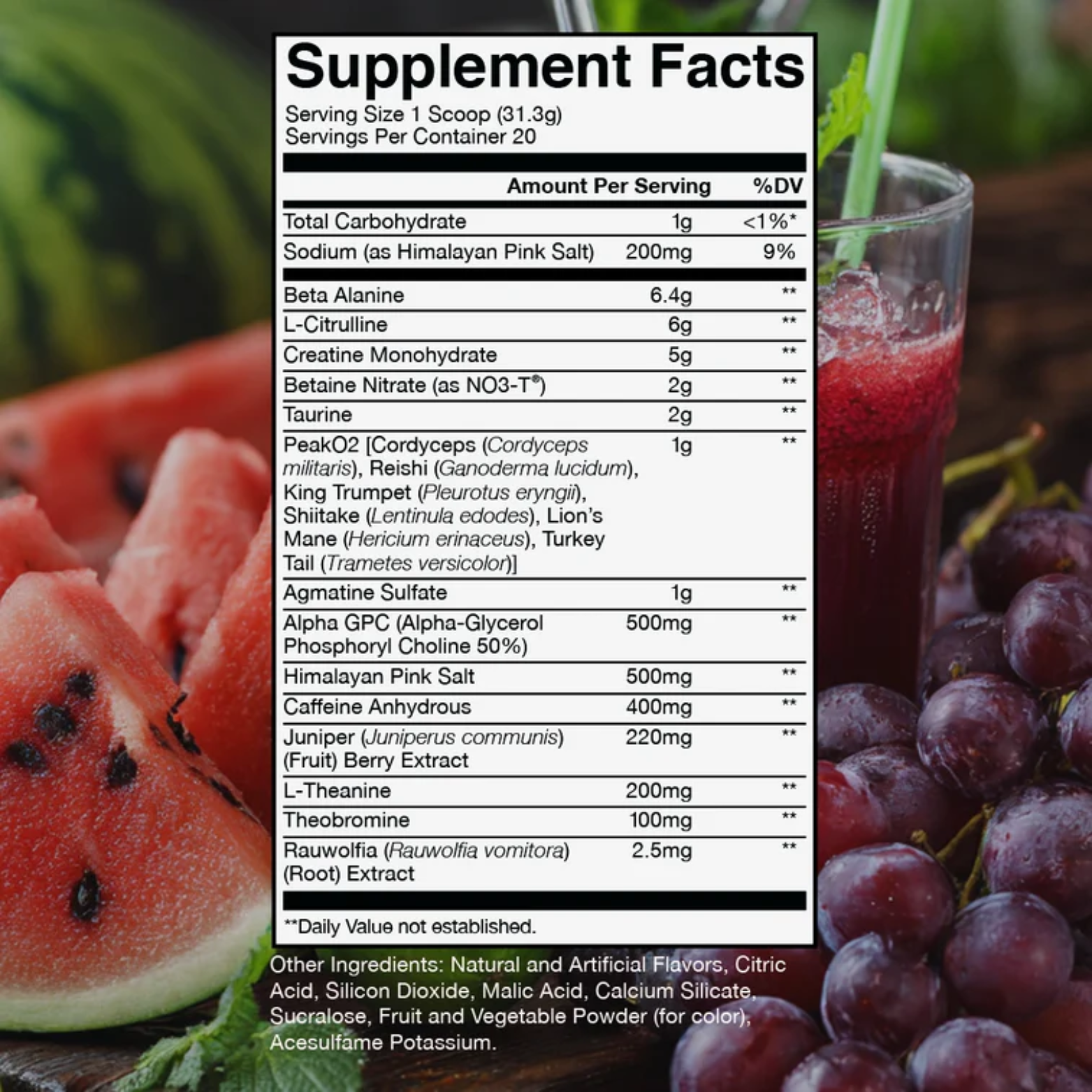 BUM X RAW Pre-entreno Thuper Thavage Watermelon Grape, 20 Porciones