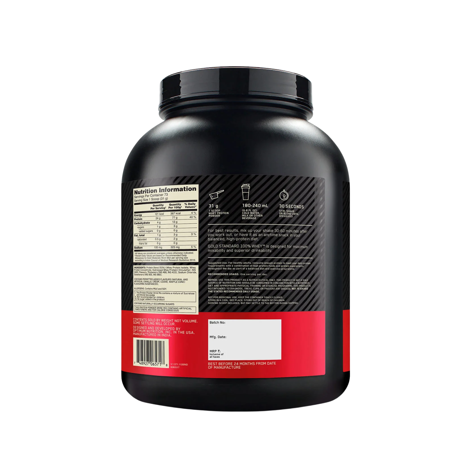 Proteína Optimum Nutrition Whey Vanilla Icea Cream, 73 Porciones