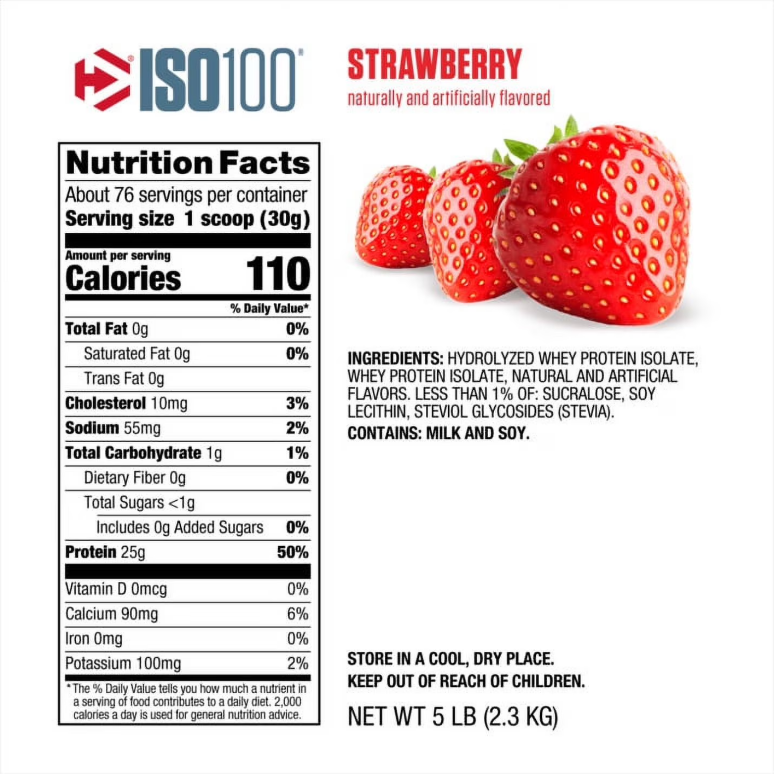 Proteína Dymartize Iso100 Strawberry, 76 Porciones