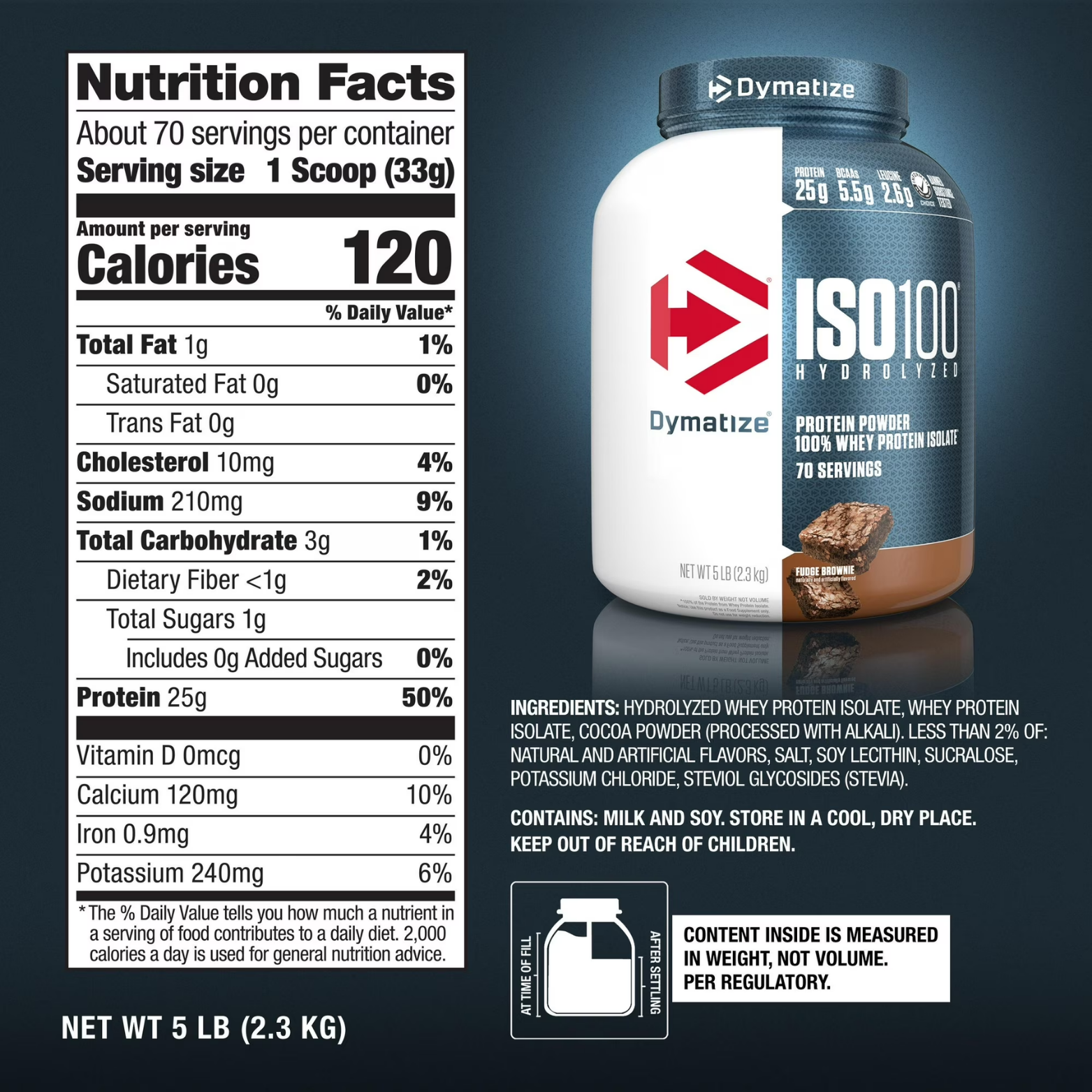 Proteína Dymartize Iso100 Fudge Brownie, 70 Porciones