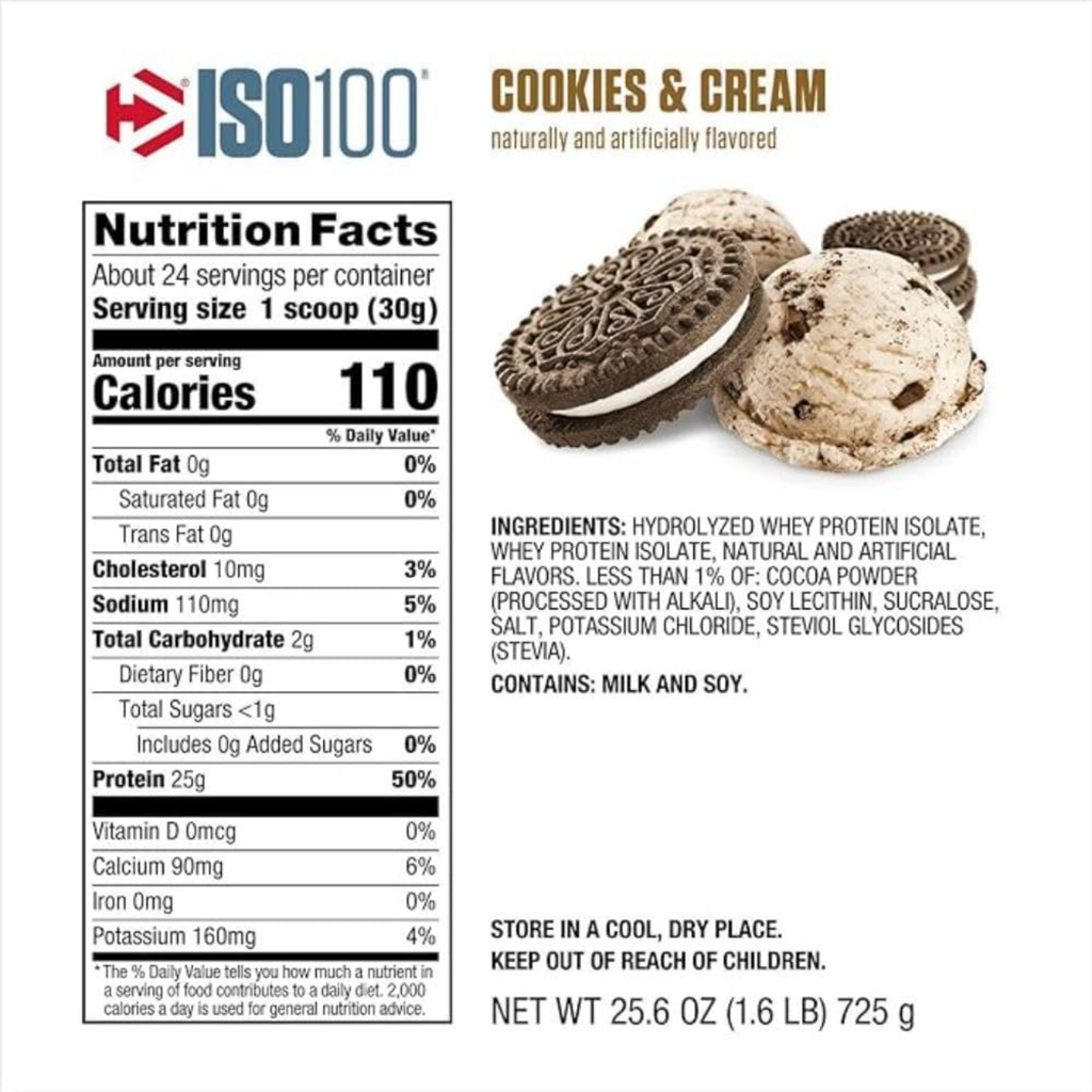 Proteína Dymartize Iso100 Cookies and Cream, 20 Porciones