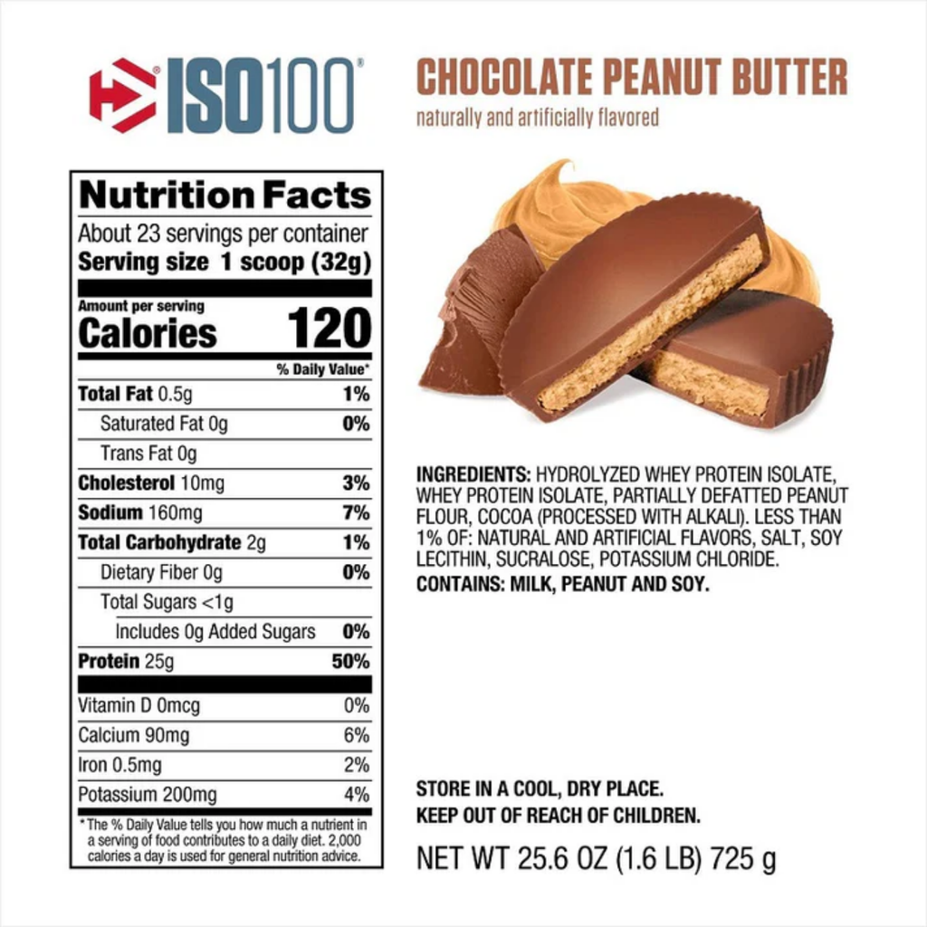 Proteína Dymartize Iso100 Chocolate Peanut Butter, 20 Porciones