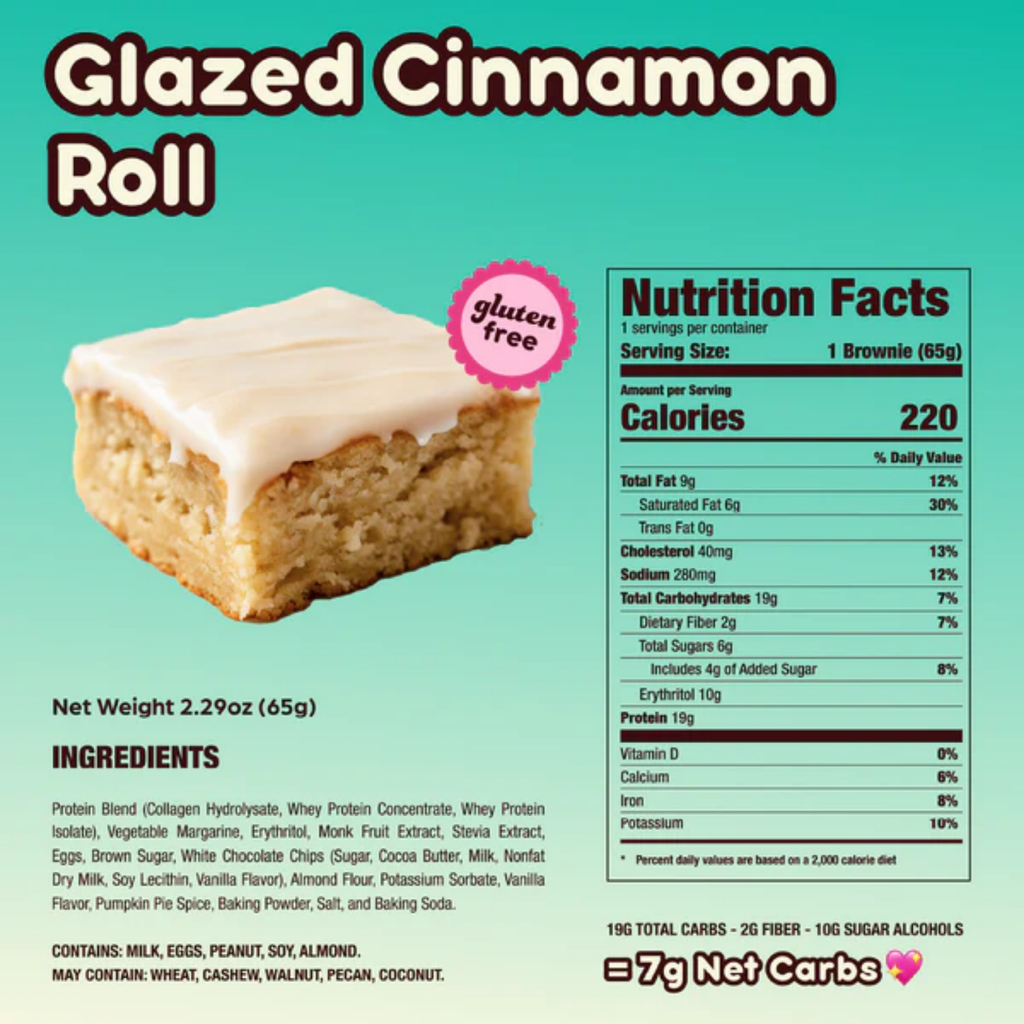Prime Bites Brownie Glazed Cinnamon Roll