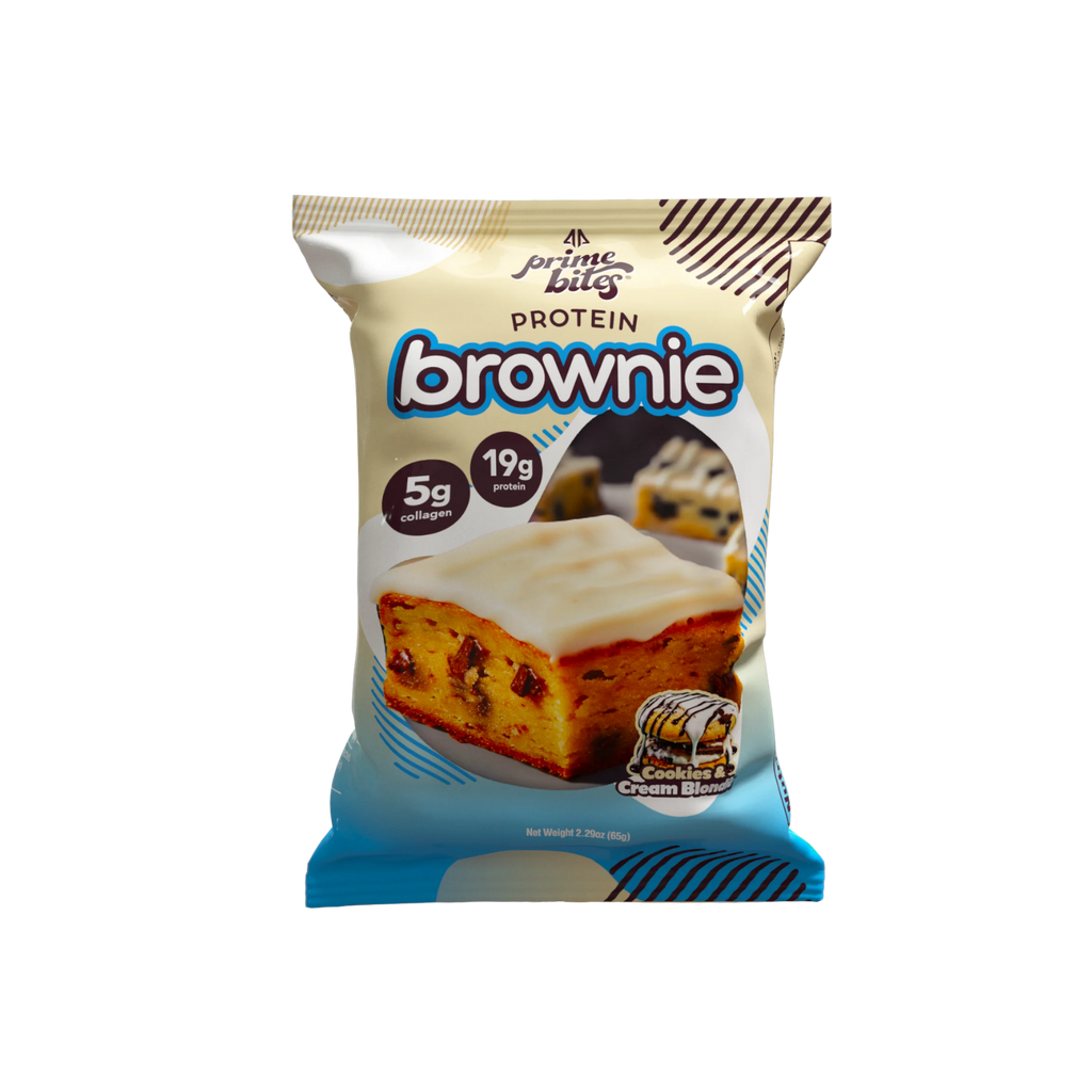 Prime Bites Brownie Cookies and Cream Blondie