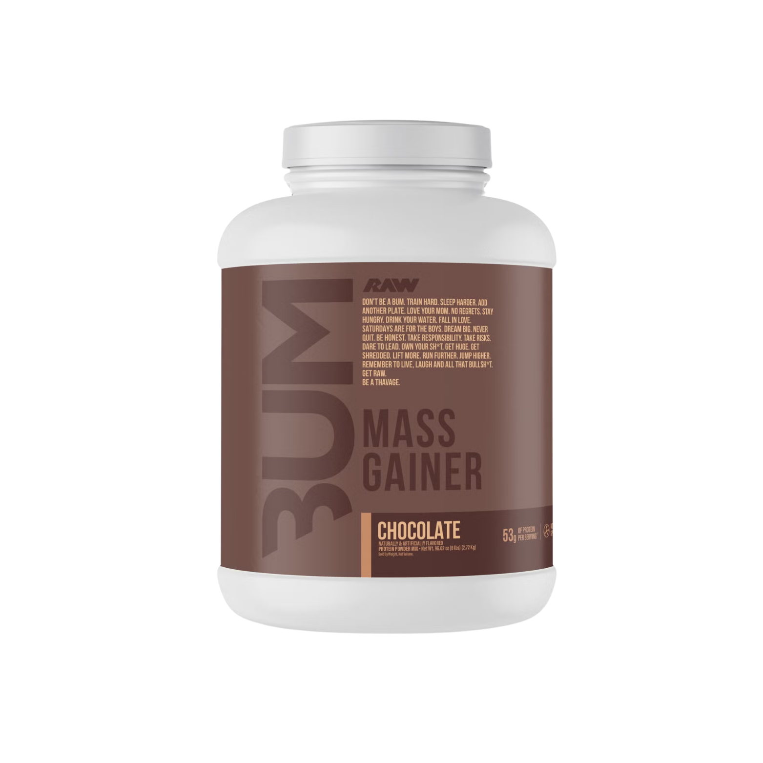 RAW X BUM Mass Gainer Chocolate, 10 Porciones
