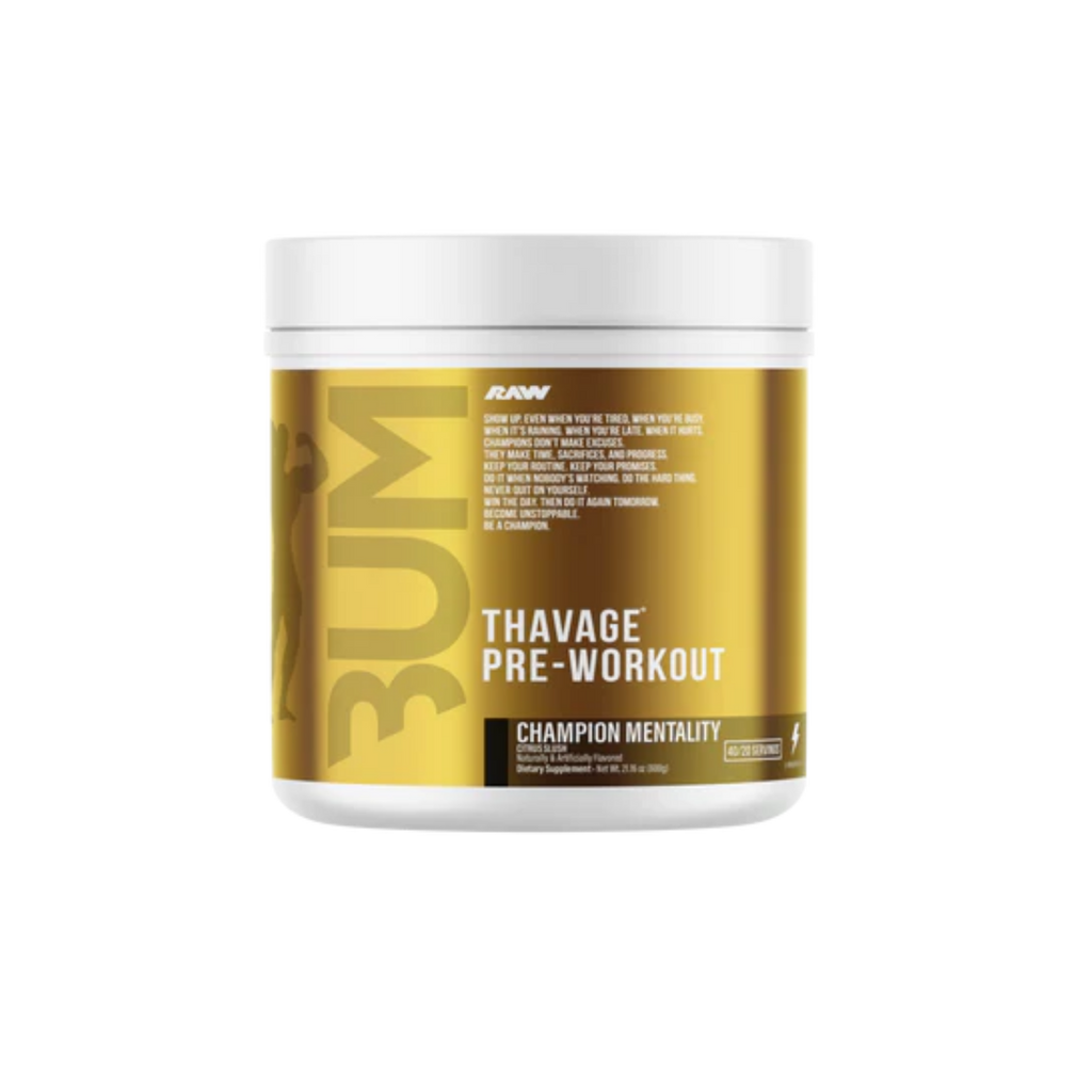 Pre-entreno BUM X RAW Thavage Champion Mentality, 40/20 Porciones