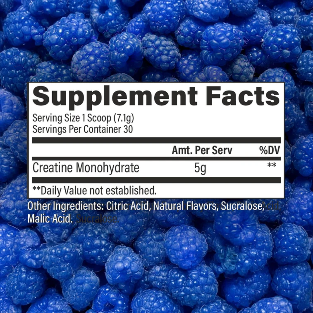 RAW Creatine Monohidrate Blue Raspberry, 30 Porciones