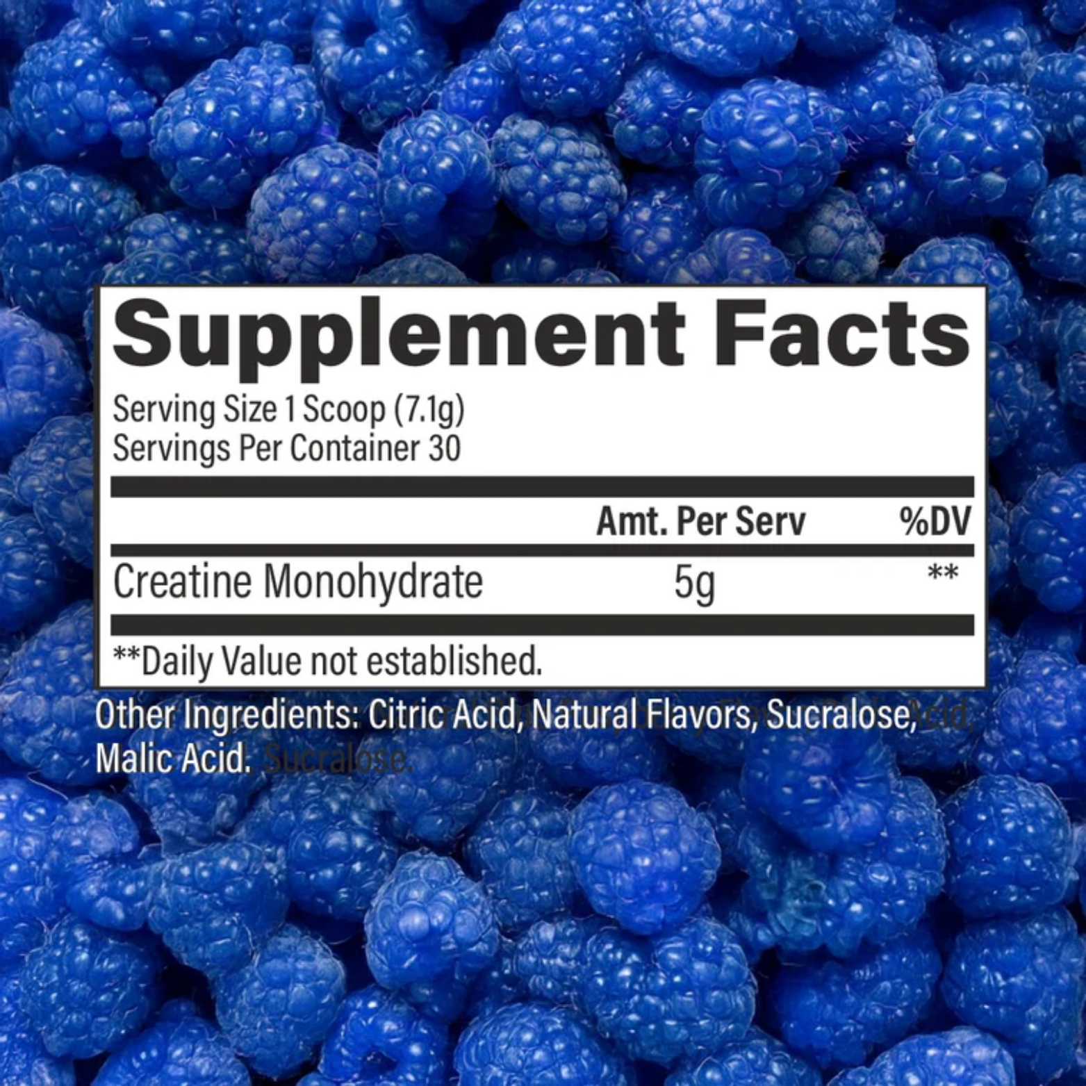RAW Creatine Monohidrate Blue Raspberry, 30 Porciones