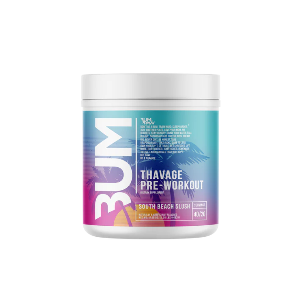 Pre-entreno BUM x RAW Thavage South Beach Slush, 40/20 porciones