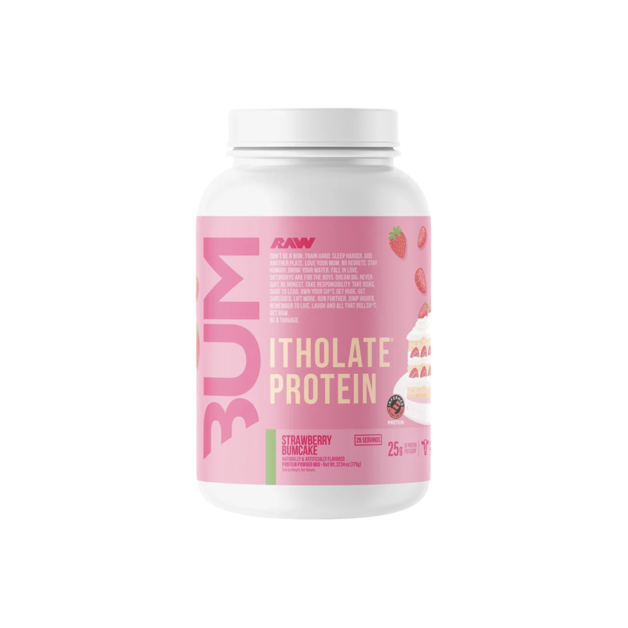 Proteína RAW x BUM Itholate Strawberry Bumcake, 25 porciones