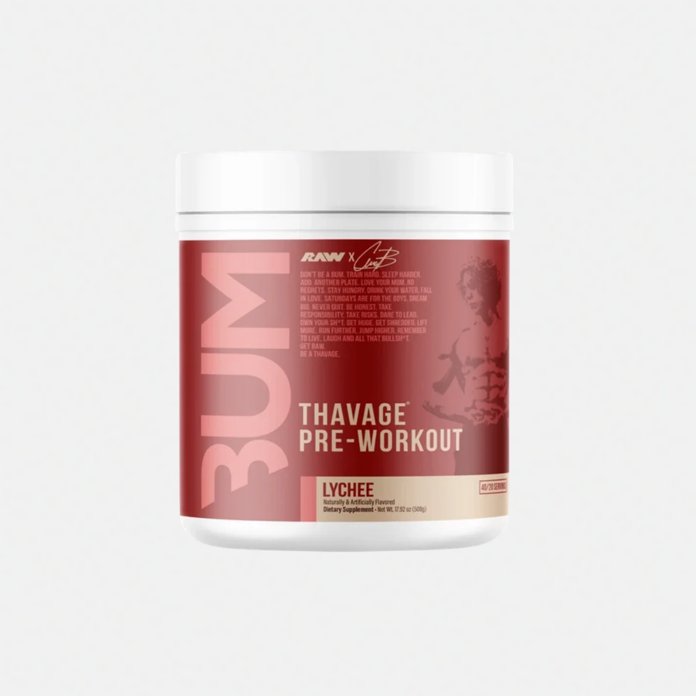 Pre-entreno BUM X RAW Thavage Lychee, 40/20 porciones